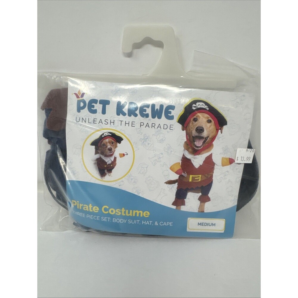 Dog Pirate Funny Halloween Puppy Costume Clothes Pet Krewe Hat Cape Suit MEDIUM